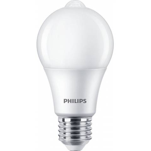 LED žiarovka E27 so senzorom pohybu 8W studená biela