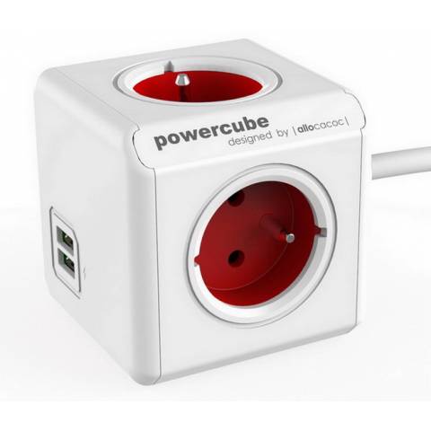 Napájecí kostka PowerCube zásuvka s prodlužovacím kabelem 1.5m na 230V USB /RED/