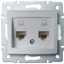 Kanlux 24873 DOMO Dvojitá datová zásuvka , nezávislá (2xRJ45Cat 5e Jack) - stříbrná