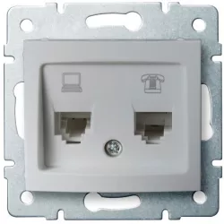 Kanlux 24875 DOMO Zásuvka datová-telefonní, (RJ45Cat 5e+RJ11) - stříbrná