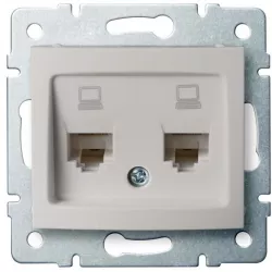 Kanlux 24992 DOMO Dvojitá datová zásuvka , nezávislá (2xRJ45Cat 6 Jack) - perleťově bílá