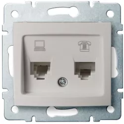 Kanlux 24993 DOMO Zásuvka datová-telefonní, (RJ45Cat 5e+RJ11) - perleťově bílá