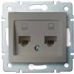 Kanlux 25050 DOMO Dvojitá datová zásuvka , nezávislá (2xRJ45Cat 5e Jack) - šampaňská