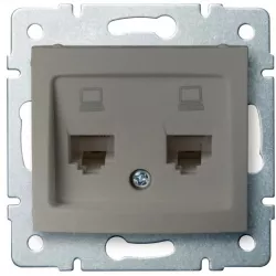 Kanlux 25051 DOMO Dvojitá datová zásuvka , nezávislá (2xRJ45Cat 6 Jack) - šampaňská