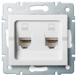 Kanlux 25111 LOGI Dvojitá datová zásuvka nezávislá 2xRJ45Cat 6 Jack - bílá