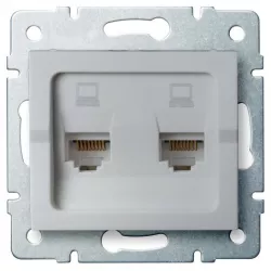 Kanlux 25228 LOGI Dvojitá datová zásuvka nezávislá 2xRJ45Cat 5e Jack - stříbrná