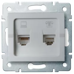 Kanlux 25230 LOGI Zásuvka datová-telefonní RJ45Cat 5e + RJ11 - stříbrná