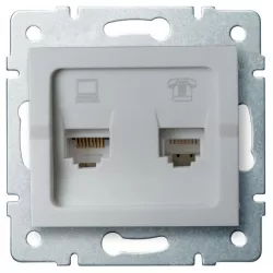 Kanlux 25231 LOGI Zásuvka datová-telefonní RJ45Cat 6 + RJ11 - stříbrná