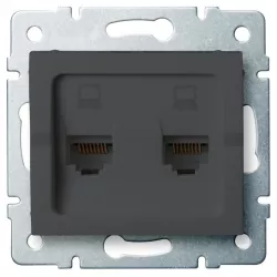 Kanlux 25287 LOGI Dvojitá datová zásuvka nezávislá 2xRJ45Cat 5e Jack - grafit