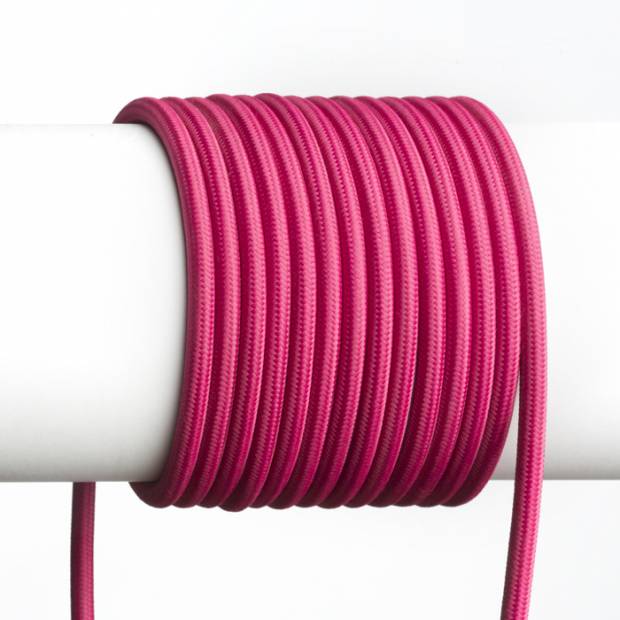 Opředený textilní kabel průřez 3x0,75mm barva  fuchsiová