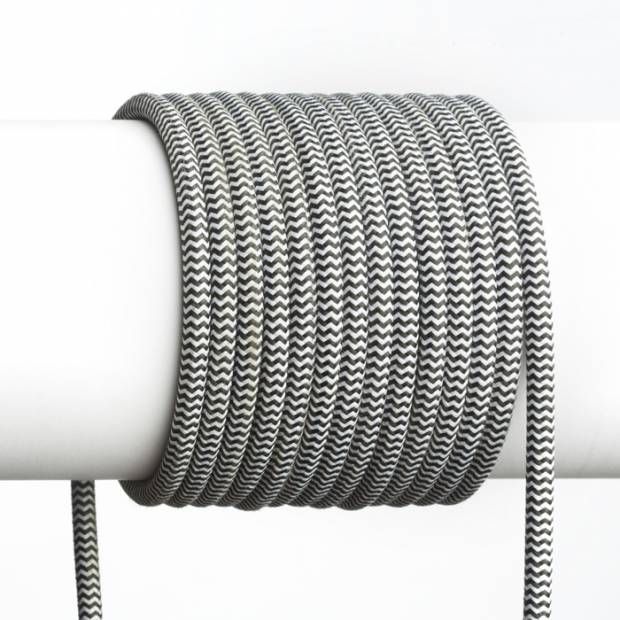 Opředený textilní kabel 3x0,75mm černá bílá