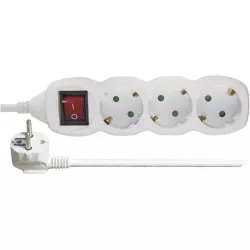 EMOS P1325R Predlžovací kábel 5 m / 3 zásuvky / s vypínačom / biely / PVC / 1,5 mm2