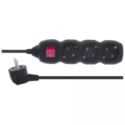 EMOS PC1321 Prodlužovací kabel 1,5 m / 3 zásuvky / s vypínačem / černý / PVC / 1 mm2