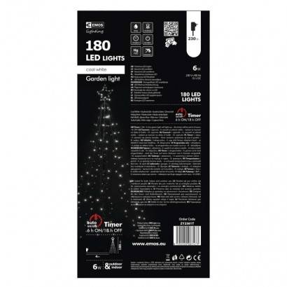 EMOS Lighting ZY2361T LED vánoční kovový strom, 180cm, venkovní, stud. bílá, čas.