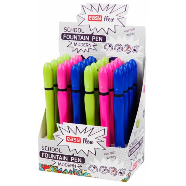 MODERN - školní pero mix barev - zelená, modrá, růžová,  24ks displ. EASY Office