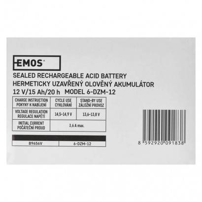 EMOS B9656V Bezúdržbový trakční olověný aku. 12 V/12 Ah, faston 6,3 mm