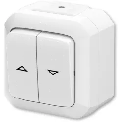 ABB 3558N-C88510 B Ovládač žaluziový jednopólový, řazení 1/0+1/0 s blokováním, IP 44 , bílá