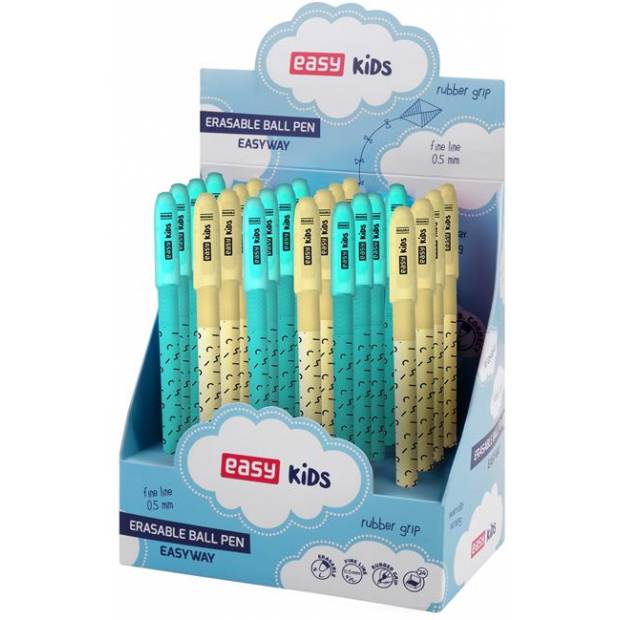 EASY WAY Přepisovatelné kuličkové pero, modrá náplň, 0,5 mm, 24 ks v balení, modrá/žlutá EASY Office