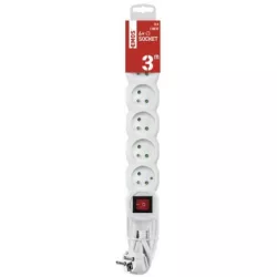 EMOS P1613R Prodlužovací kabel s vypínačem – 6 zásuvky, 3m, bílý