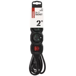 EMOS PC1312 Prodlužovací kabel 2 m / 3 zásuvky / s vypínačem / černý / PVC / 1 mm2
