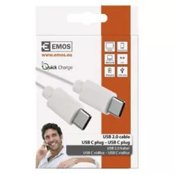 EMOS SM7027W Nabíjecí a datový kabel USB-C 2.0 / USB-C 2.0, 1 m, bílý