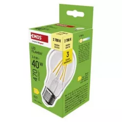 EMOS ZF5D22 LED žiarovka Filament A60 / E27 / 3,4 W (40 W) / 470 lm / teplá biela