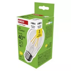EMOS ZF5D23 LED žiarovka Filament A60 / E27 / 3,4 W (40 W) / 470 lm / neutrálna biela