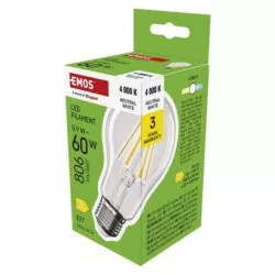 EMOS ZF5D43 LED žiarovka Filament A60 / E27 / 5,9 W (60 W) / 806 lm / neutrálna biela
